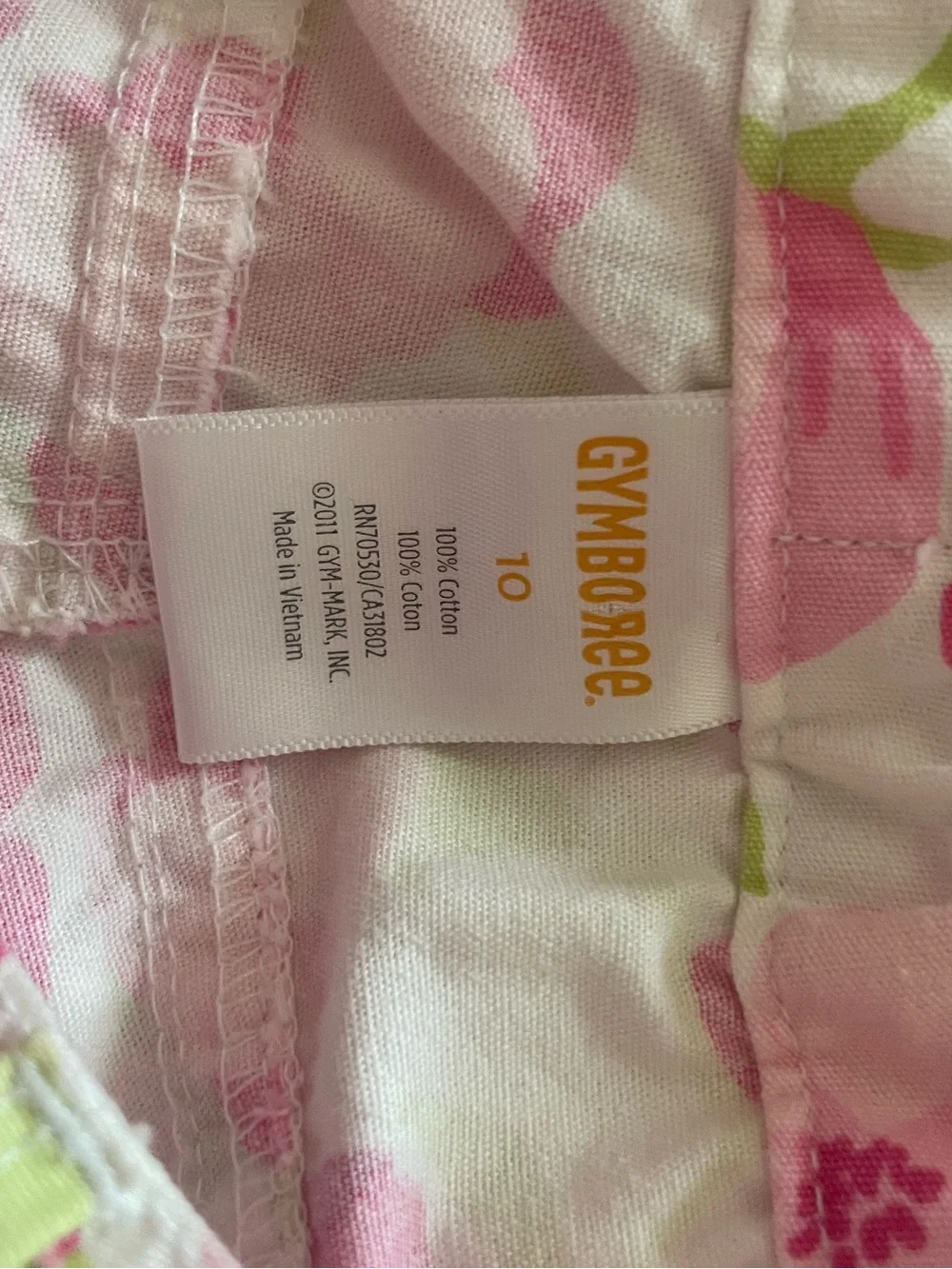 Gymboree White‎ Capri Pants with Pink Floral Print